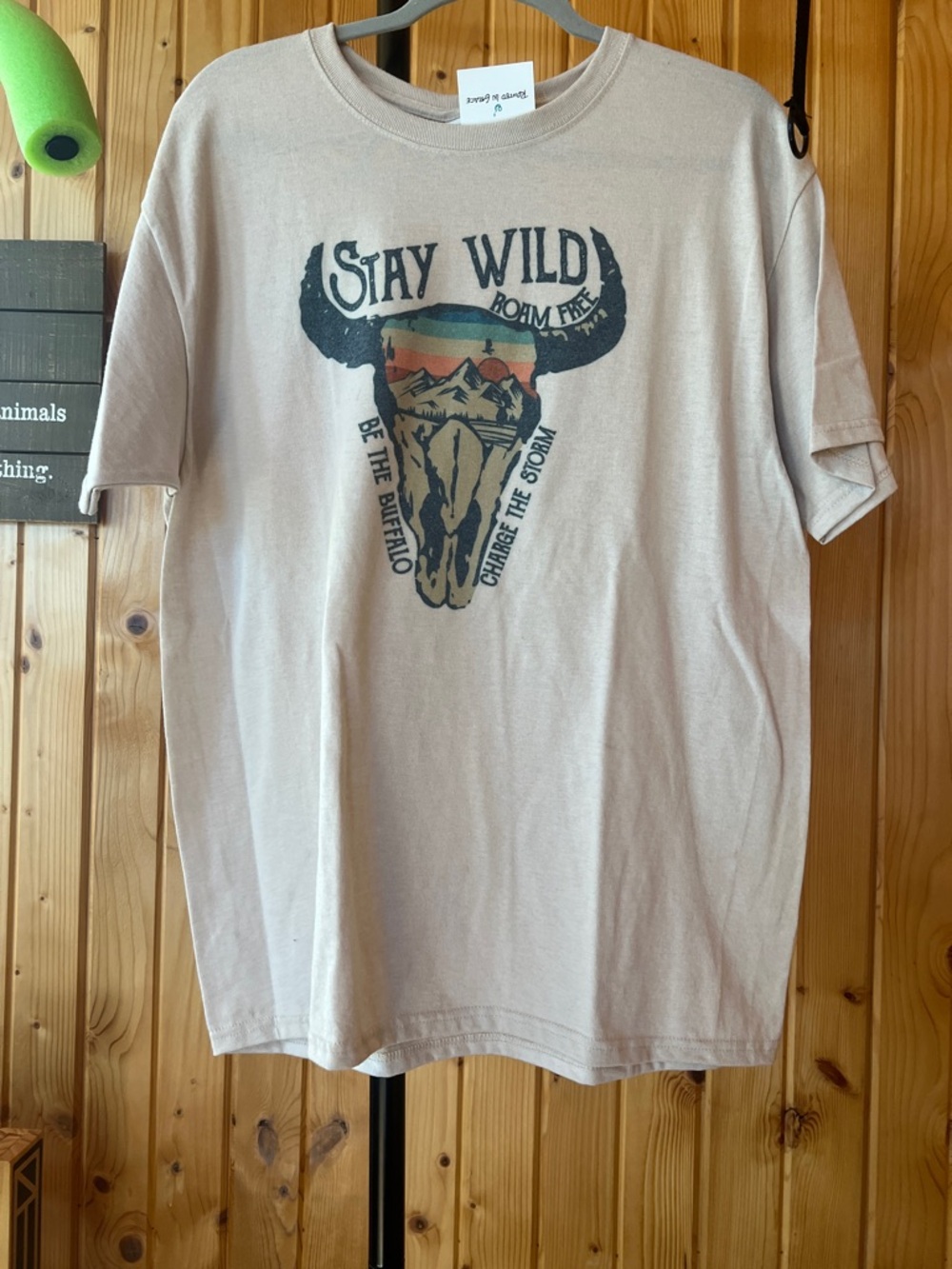 Jerzees Stay Wild Graphic Tee - Beige